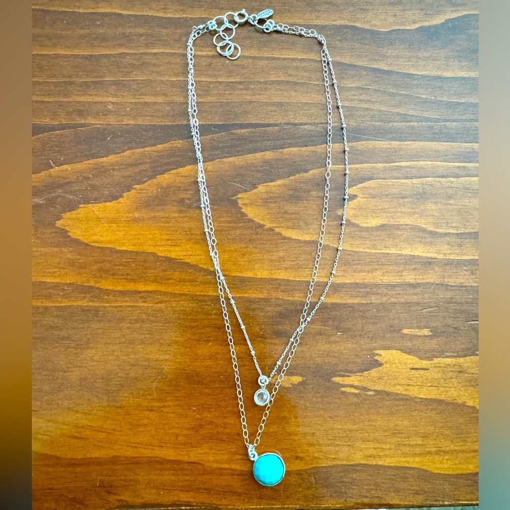 Double layer silver tone necklace